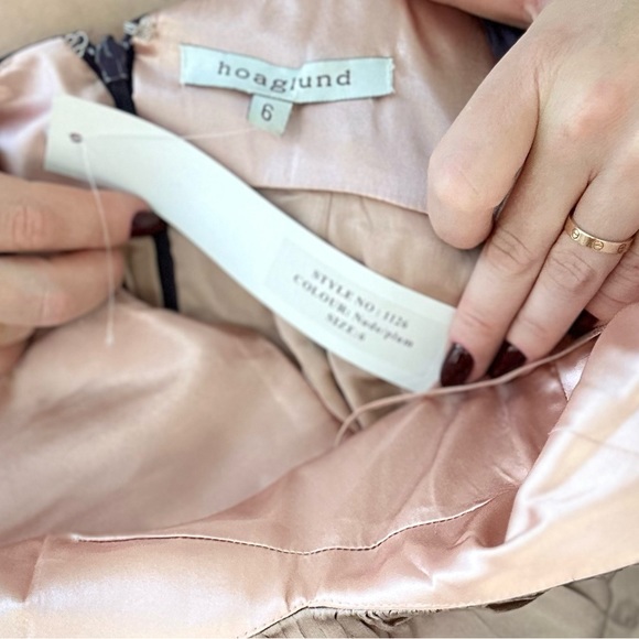 Silk Satin Chiffon Front Slit Evening Gown - Picture 11 of 11